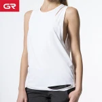 Premium White Tencel Cutout Crewneck Women Tank Top Fitness
