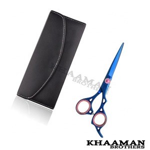 Professional barber hair scissors set titanium blue razor edge scissor with case