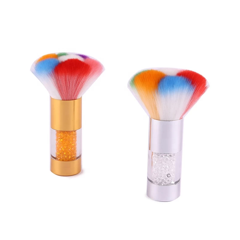 Professional Petal Shape Clean Brushes Hot Sale Nail Art Dust Brush Soft Cleaner With Diamond