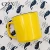 Promotion 12 OZ vintage style water milk tea ceramic porcelain black rim yellow mug cup with handle