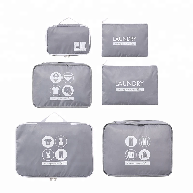 P.travel 6 Pieces Per Set Packing Cubes Luggage Packing Cubes with Laundry Bag