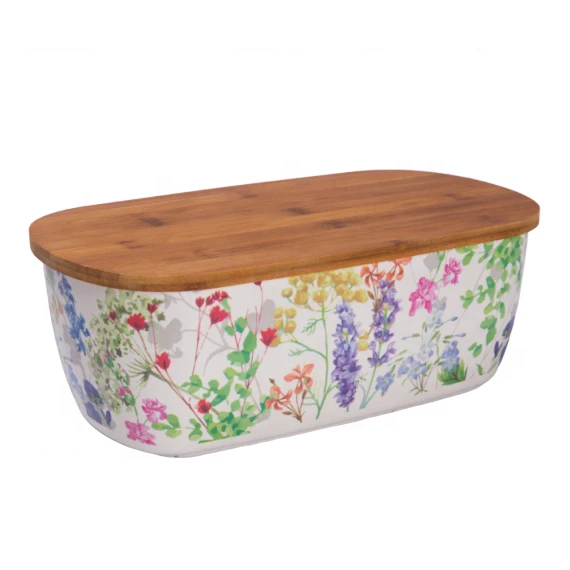 rectangle bread bamboo fibre food container safe non-toxic printed pattern