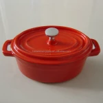 Red Cast Iron Enamel Mini Oval Casserole Pot