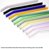 Reusable Hand Brown Glass Tube Funny Colorful Long Bending Borosilicate Glass Drinking Straw for Bar Accessories