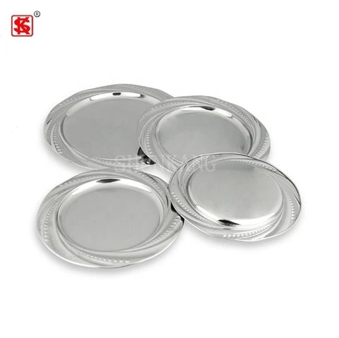 Round Flowers Gold Platting Fruit Plate/ Dinner Plates/Stainless Steel Charger Plate