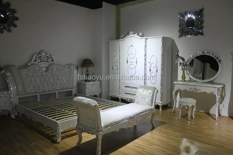 royal luxury bedroom furniture, antique design wooden bedroom set