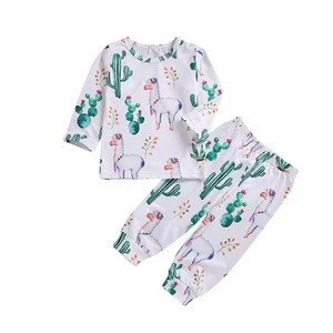 S12312B Newborn Baby Girls Clothes Autumn Long Sleeve Letter T-shirt+Pink Print Pants+Headband Infant Baby Girls Clothing Sets