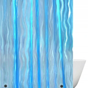 Shower Curtain Liner Mildew Resistant Anti Bacterial Waterproof for Hotel Bathroom, 3D Design Ripple Plastic Shower Curtain