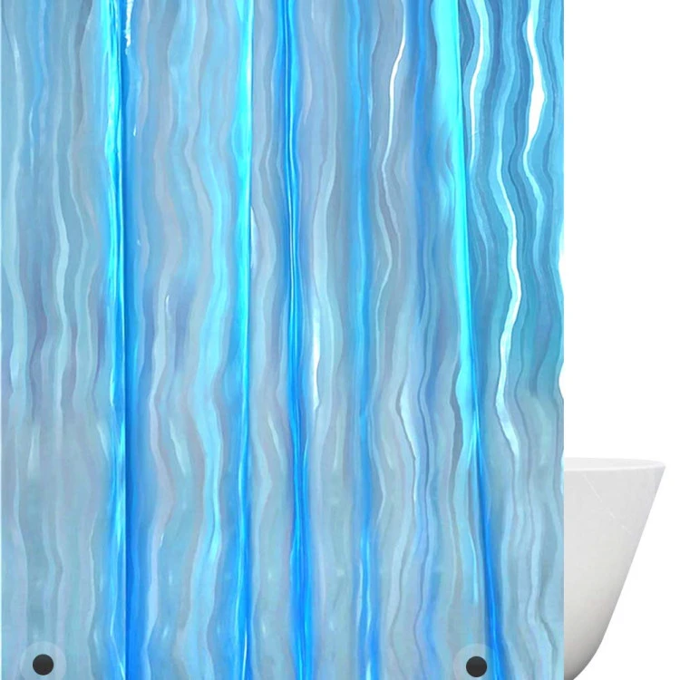 Shower Curtain Liner Mildew Resistant Anti Bacterial Waterproof for Hotel Bathroom, 3D Design Ripple Plastic Shower Curtain
