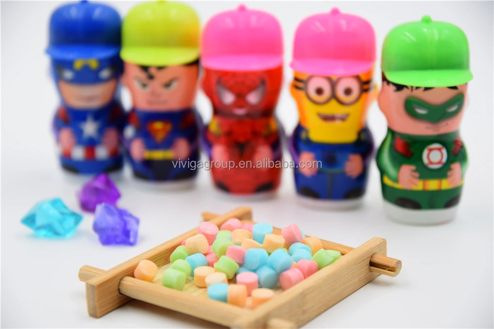 Small toy candy super man colorful sweet hard candy vs cell phone toy candy