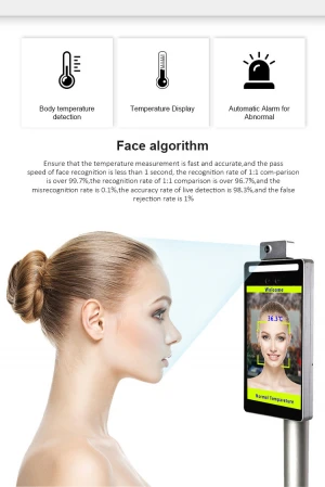 Smart AI facial identification access control 8 inch Binocular Face Recognition remote temperature detection
