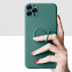 Smartphones Full Protection Case 360 Rotate Ring Holder Liquid Silicone Case with Strap for iPhone SE 2020 11 pro XS max X XR