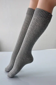 Solid color women sweater jacquard knee high stocking