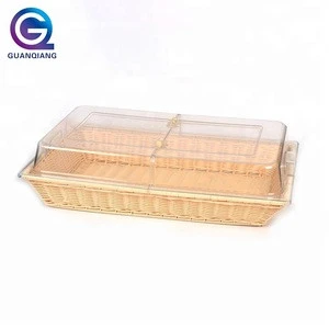 Solid cord plastic bread storage basket with acrylic cover