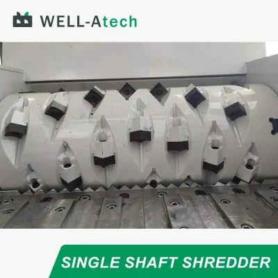 Solid Waste Single Shaft Shredder for Rubber Lumps Pipe Plastic Pallet Shredding