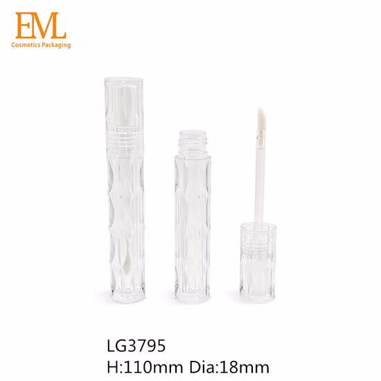 Import Diamond Design 4.5ml PETG Material Lipgloss Tube Transparent Round Plastic Empty Lipgloss Container Cosmetics Packaging Tube from China