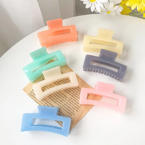 Square Jelly Hair Clips Girl Daily Solid Color Hair Accessories Shower Fixed Hair Clip