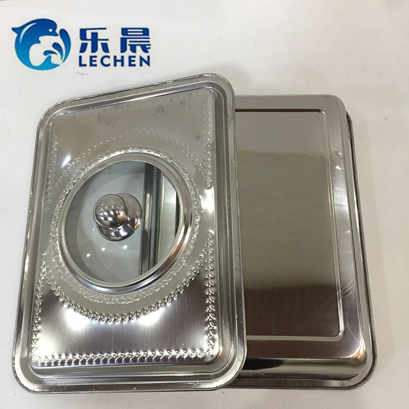 Stainless Steel  Square Fast Food Serving Tray  with Lid
