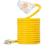 STOCK IN US! 25ft  Outdoor Heavy Duty Extension Cord 14 Gauge SJTW Lighted  end, extension cord lighted