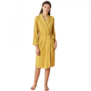 Super soft bamboo fiber robes women night wear gown summer sexy nighty bath robe femme spa robe for woman