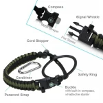Survival Bottle parachute handle outdoor Camping Water Bottle Belt Emergency Tools With Carabiner Compass