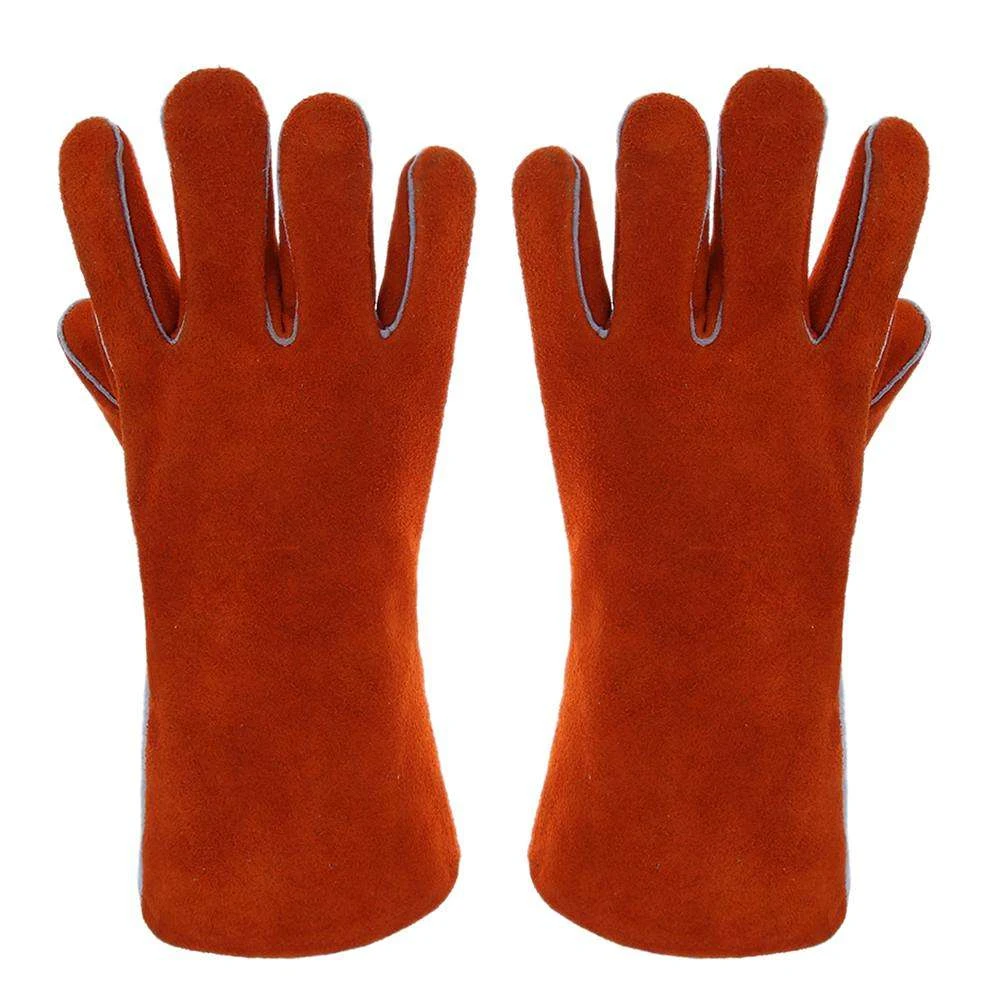 Swelder 14INCH Wrist Long Leather Gaunlets Heat Shield Forerarm Guard Welding Gloves For Safety Protection