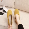 The best style closed toe basic ballet shoes breathable woven fly knit ladies pumps flat shoes