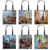 The painting Tote Women Handbags Ladies Canvas Shoulder Bag Big Capacity Girls boys Portable Shopping Bags Travel Bag