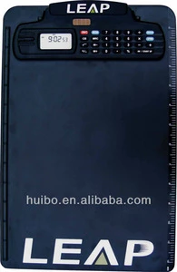 Time/alarm display plastic calculator clipboard with clock