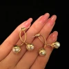 trendy drop fashion pearl flower 2021 design earring