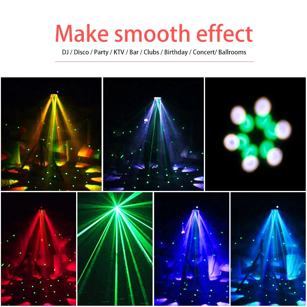 U`King 6 Bee Eyes + Green Laser 15CH LED Laser Head moving Light Stage Effect Lighting