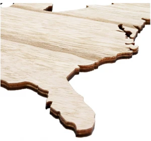 Unfinished USA Wood Map Laser Cutout Slice Shape for Arts & Craft