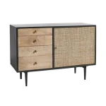 Unique Designer Indian Style Rattan Modern Mango Wood Canvas Furniture 1 Door &amp; 4 Drawer Sideboard Cabinet By Best Manufacture