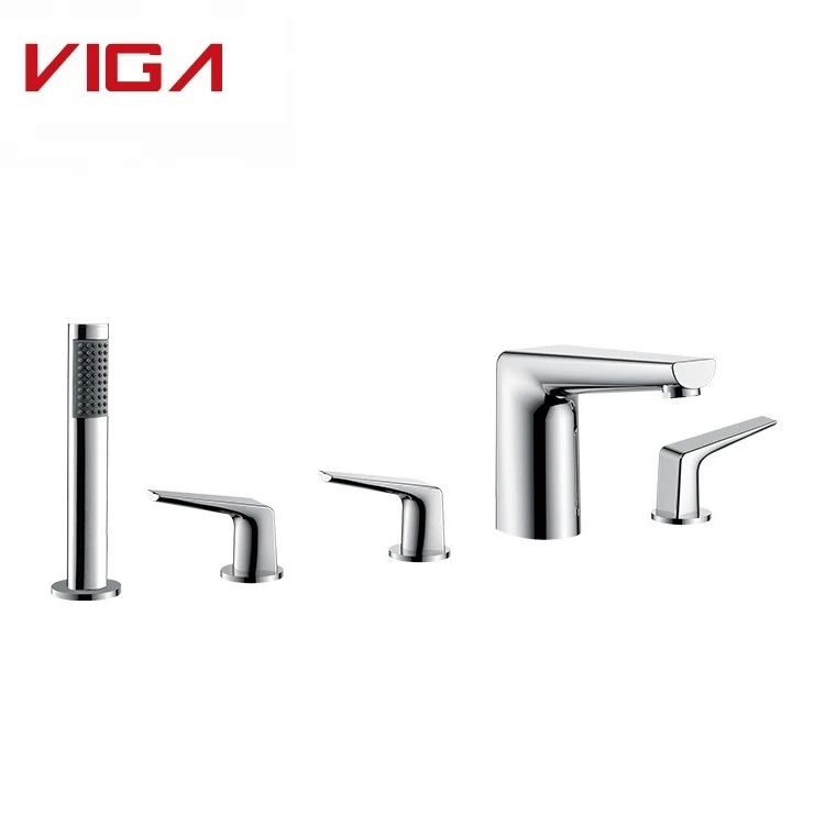 Viga Factory 5 Holes Bath Shower Mixer Good Quality Brass 5 Pieces Bath Shower Faucets Made In China