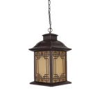 Vintage aluminum bronze square lighting pendant waterproof outdoor resemble wood pendant light