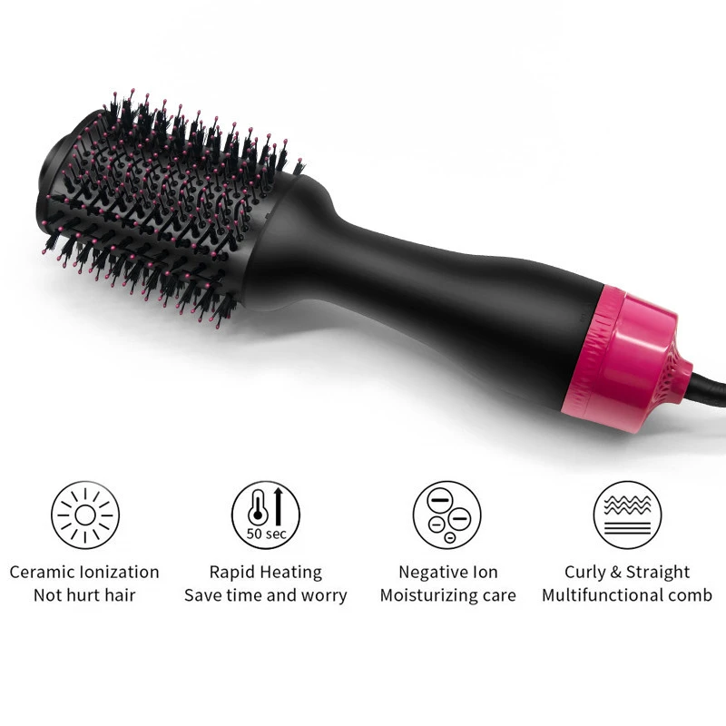 Volumizing Styler Comb Negative Ion Generator Hair Straightener Brush Professional One Step Hair Dryer