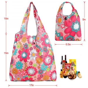 Washable Durable Light weight Grocery Totes Bags Reusable Shopping Bags with Folding Shopping Tote Bag Fits in Pocket