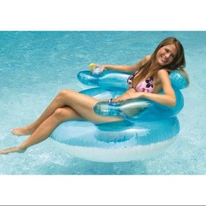 Water Sports Transparent Blue and White Inflatable Swimming Pool Bubble Chair