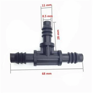 Watering hose connector Micro spray irrigation gardening joint fittings 8/11 positive tee joint double barb