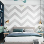 Wave pattern Nordic style geometric small fresh and simple living room bedroom light gray wallpaper