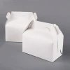 White Color Treat Gift Cardboard Favor Candy Birthday Party Wedding Gift Packaging Food Paper Cake Box With Handle