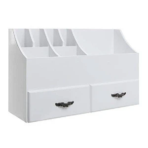 White Wood Cosmetics Makeup Organizer with Drawers