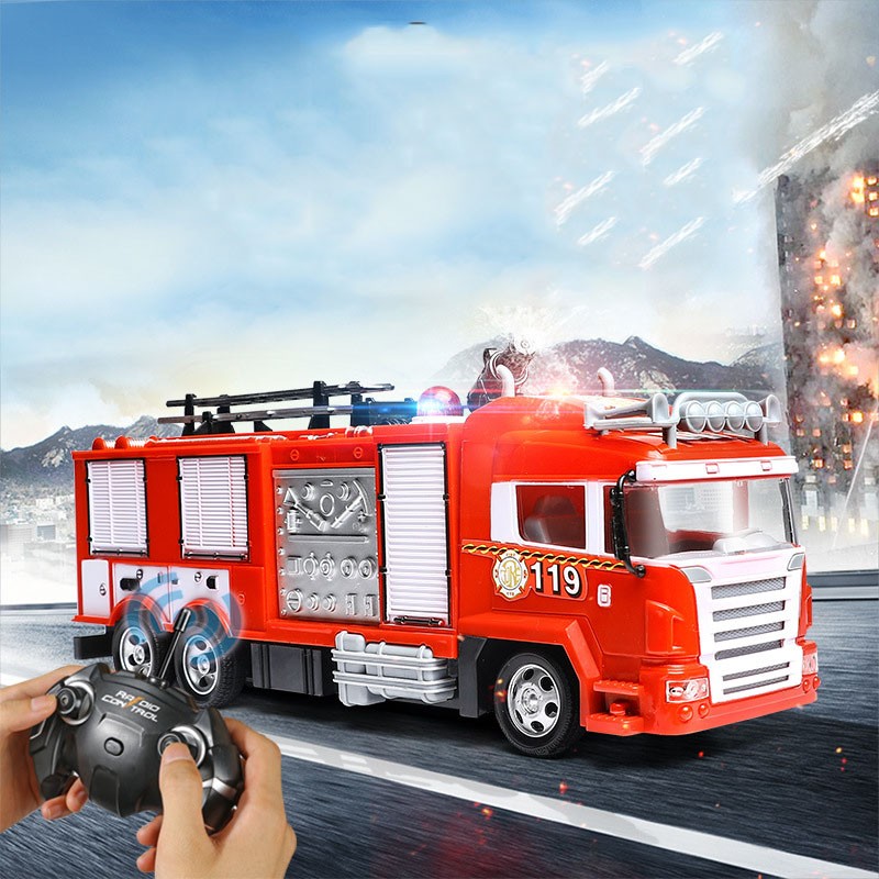 Wholesale 2020 mini kids child children plastic remote radio control rc toys fire fighting truck car for boy toys games