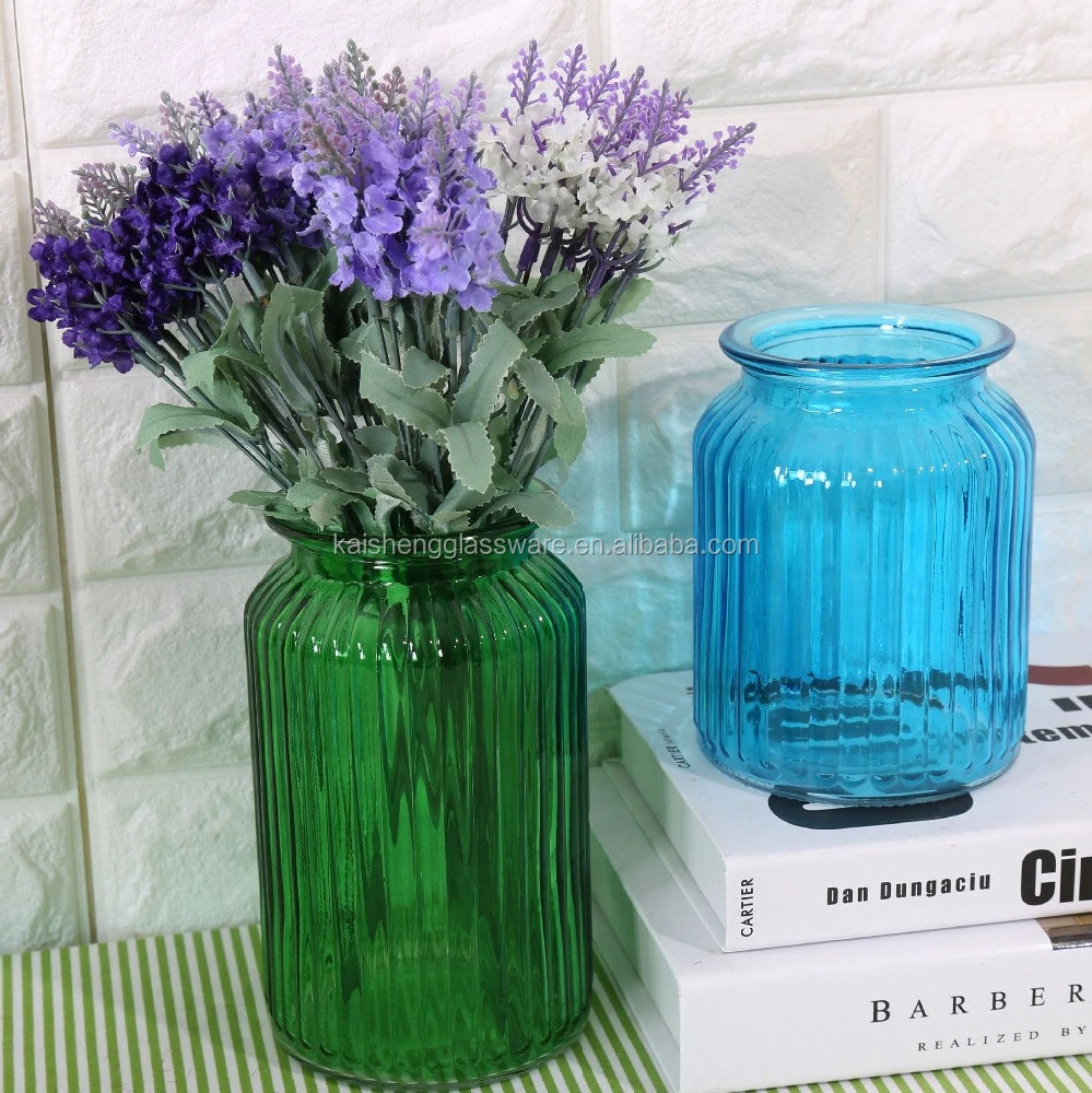 Wholesale colorful flower vase glass with customized color