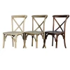 Wholesale Customize Dining Room Rattan Seat Vintage Birch Oak Stackable Wedding Solid Wooden X Cross Back Dining Chair