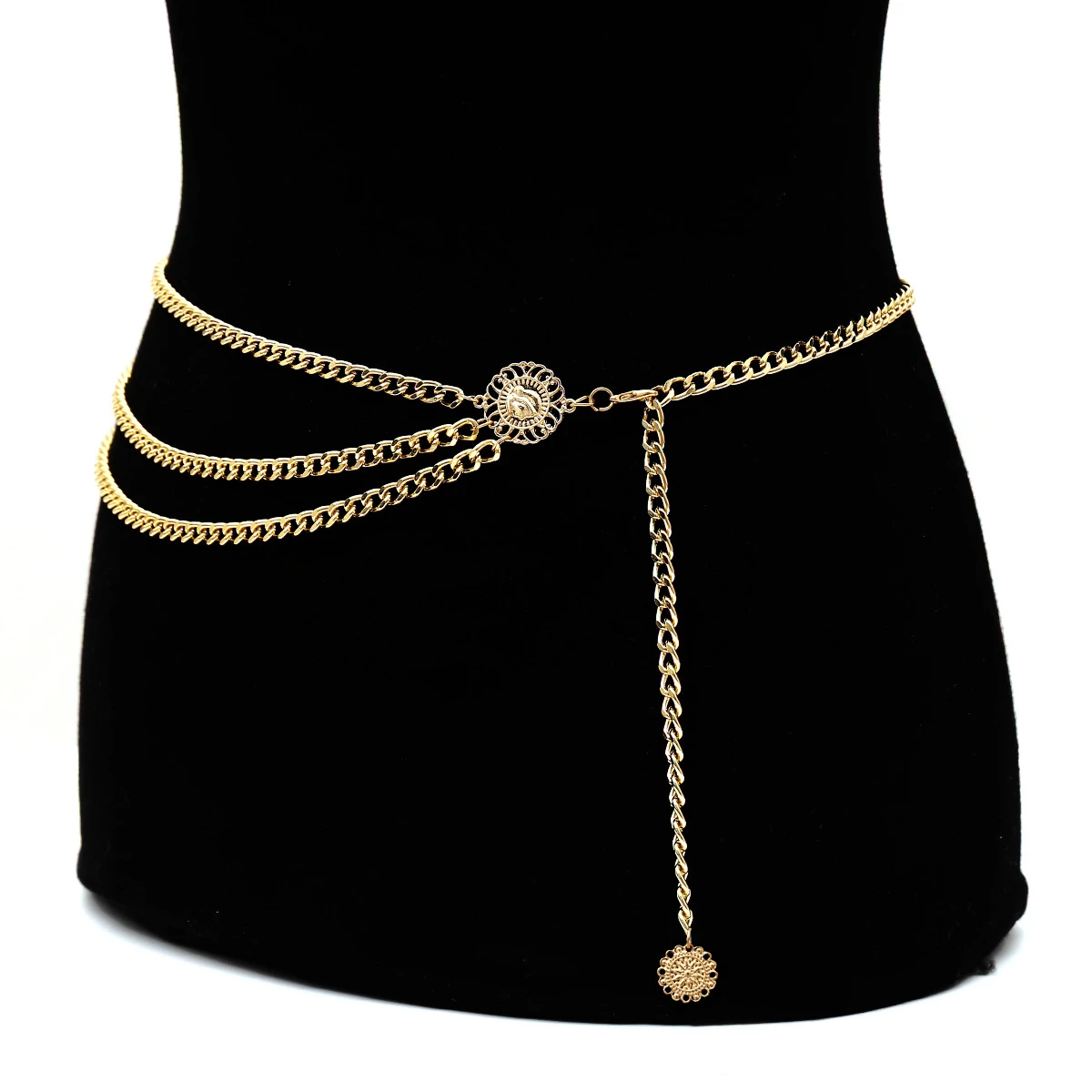 Wholesale Fashionable Boho Cuban Link Chain Multi-layer Metal Waist Chain Dress Belly Chains Belt Jewelry