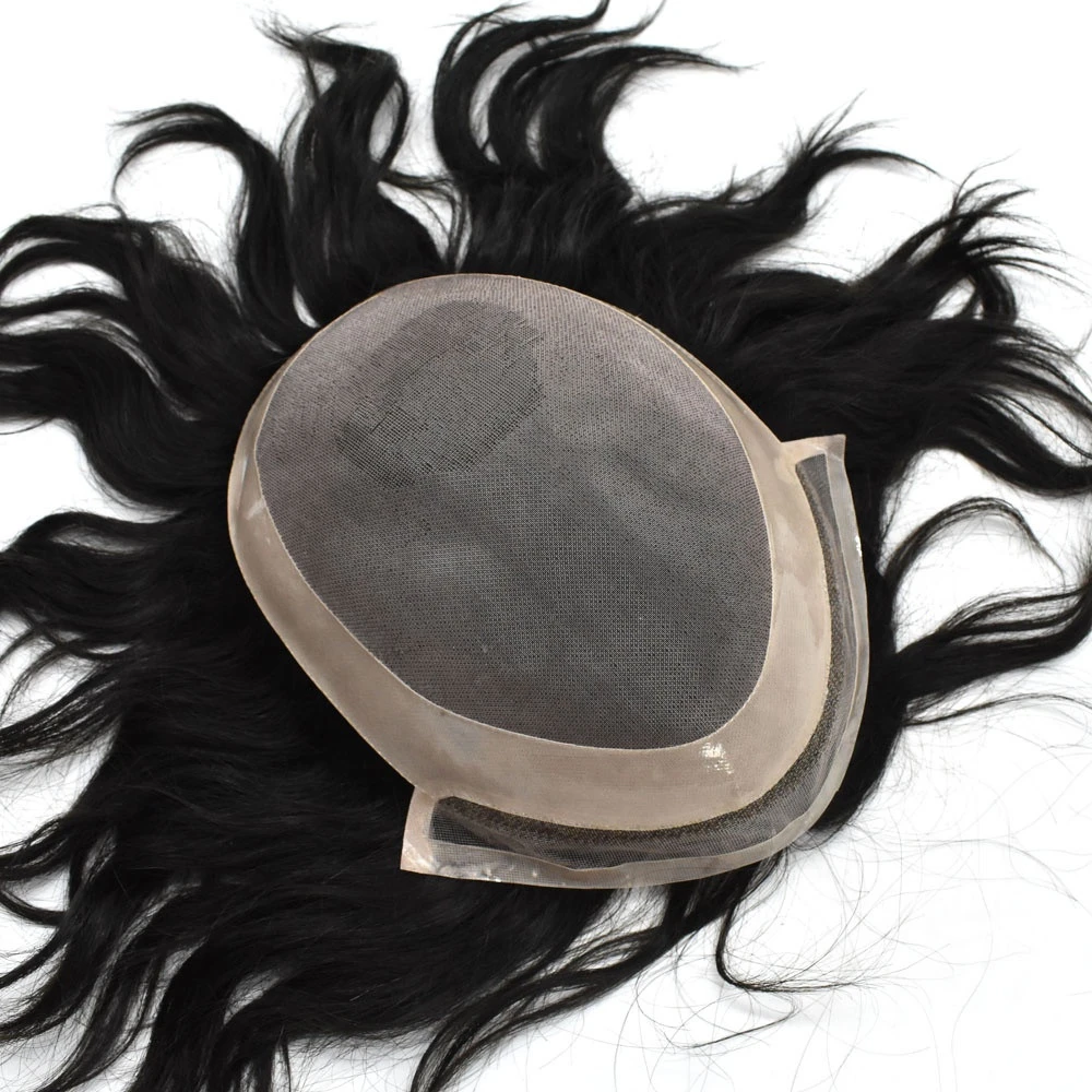 Wholesale Hair Silicon Prosthesis Pieces 6inch Black Color Remy Human Hair Integration Systems