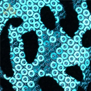 Wholesale High Quality Elastic Black Velvet Dress Fabric Leopard Printing Sequins Velvet Fabric for Dress