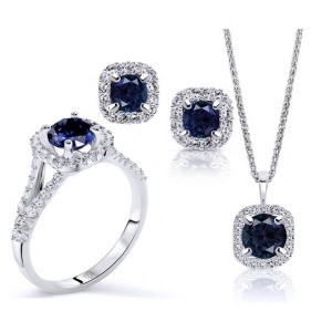 Wholesale Jewelry Sets 925 Sterling Silver Sapphire Jewelry Sets