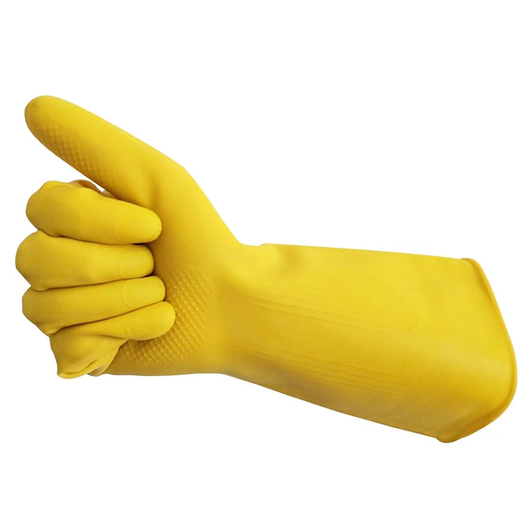 Wholesale Kitchen Cleaning Wash Dishes Latex Rubber Household Gloves Long Waterproof Gloves